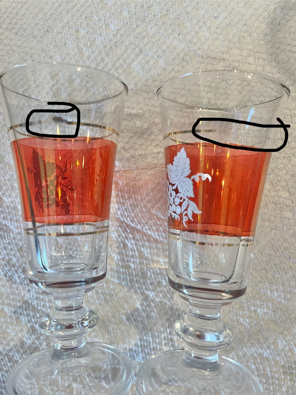 Vintage Italian Lubiana Apertif Cordial Glass w/Grapes Cranberry Gold SET OF 6 - Picture 5 of 6